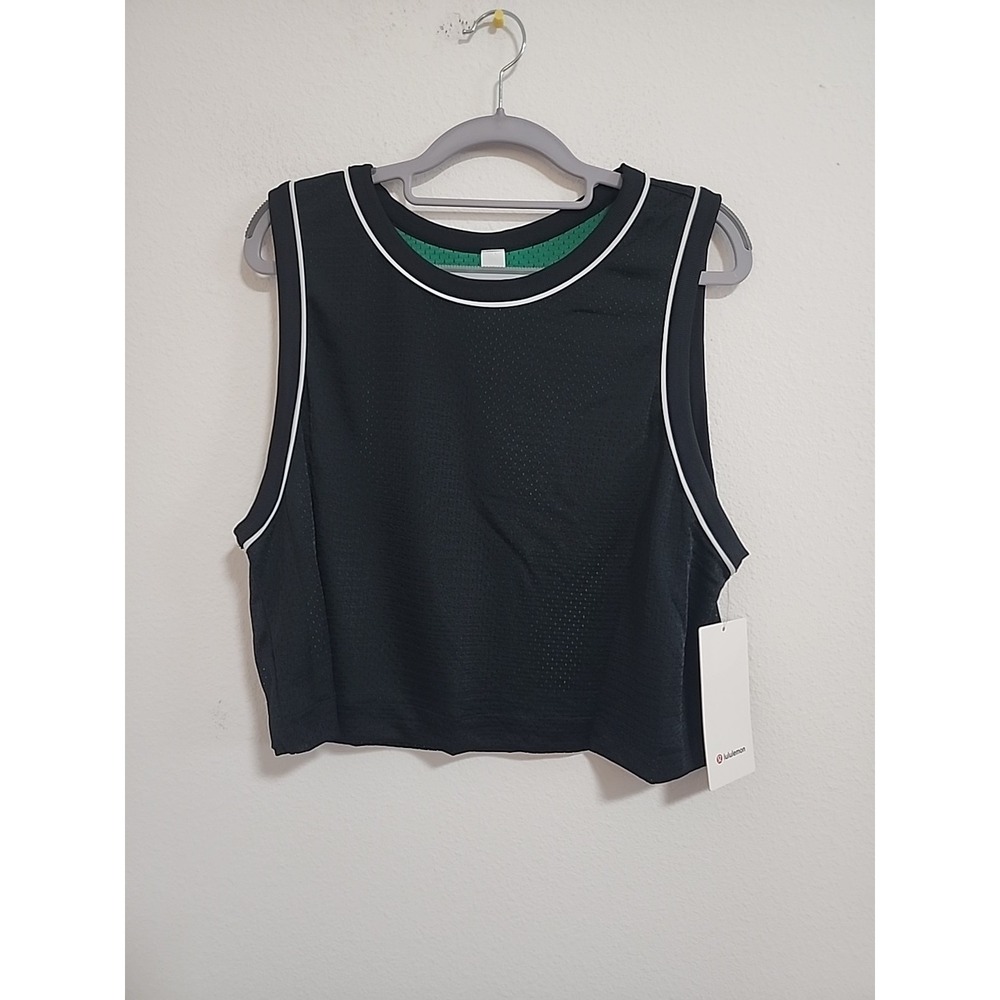 Lululemon‎ Double-Layered Mesh Reversible Tank Top Black / Raceway Green XL NEW